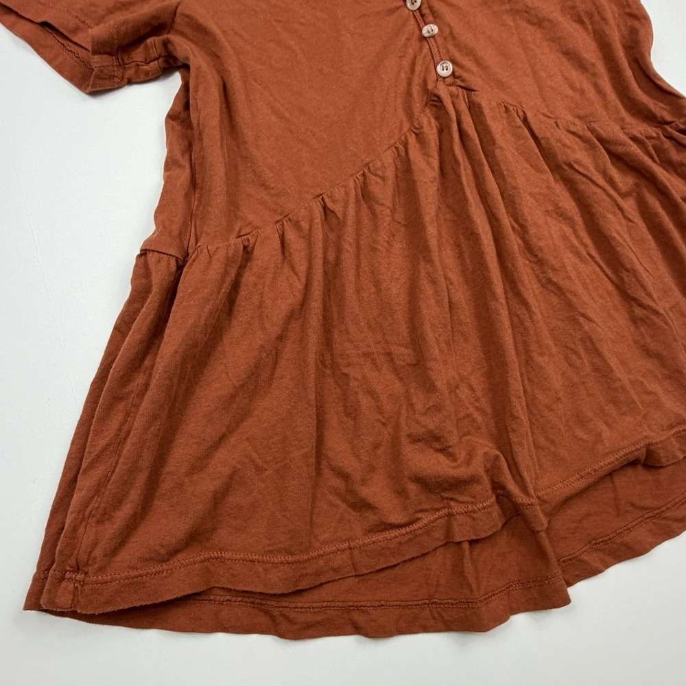 Anthropologie t.la Rust Orange Peplum Top Women's Small Cotton Modal - Picture 5 of 10